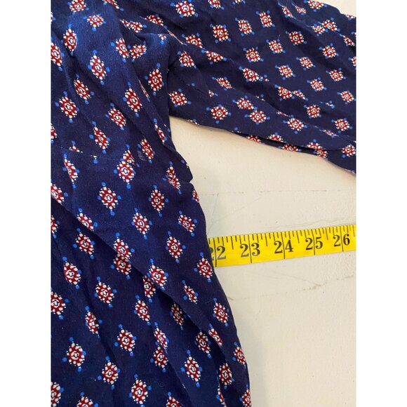 Time And Tru Dress Boho Tunic Blue Sapphire Print has Belt Long Sleeves Large - Picture 7 of 10